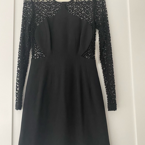 Lela Rose long sleeve Swiss dot little black dress NWT - Picture 4 of 14